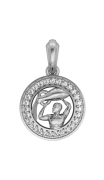 Aquarius Charm Pendant in Silver with 27 Diamonds